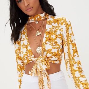PrettyLittleThing Tie-Front Crop Top